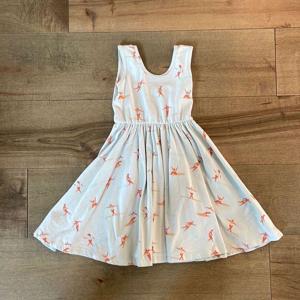 White & Coral Girls' Swirl Dress - Lightweight Summer Dress